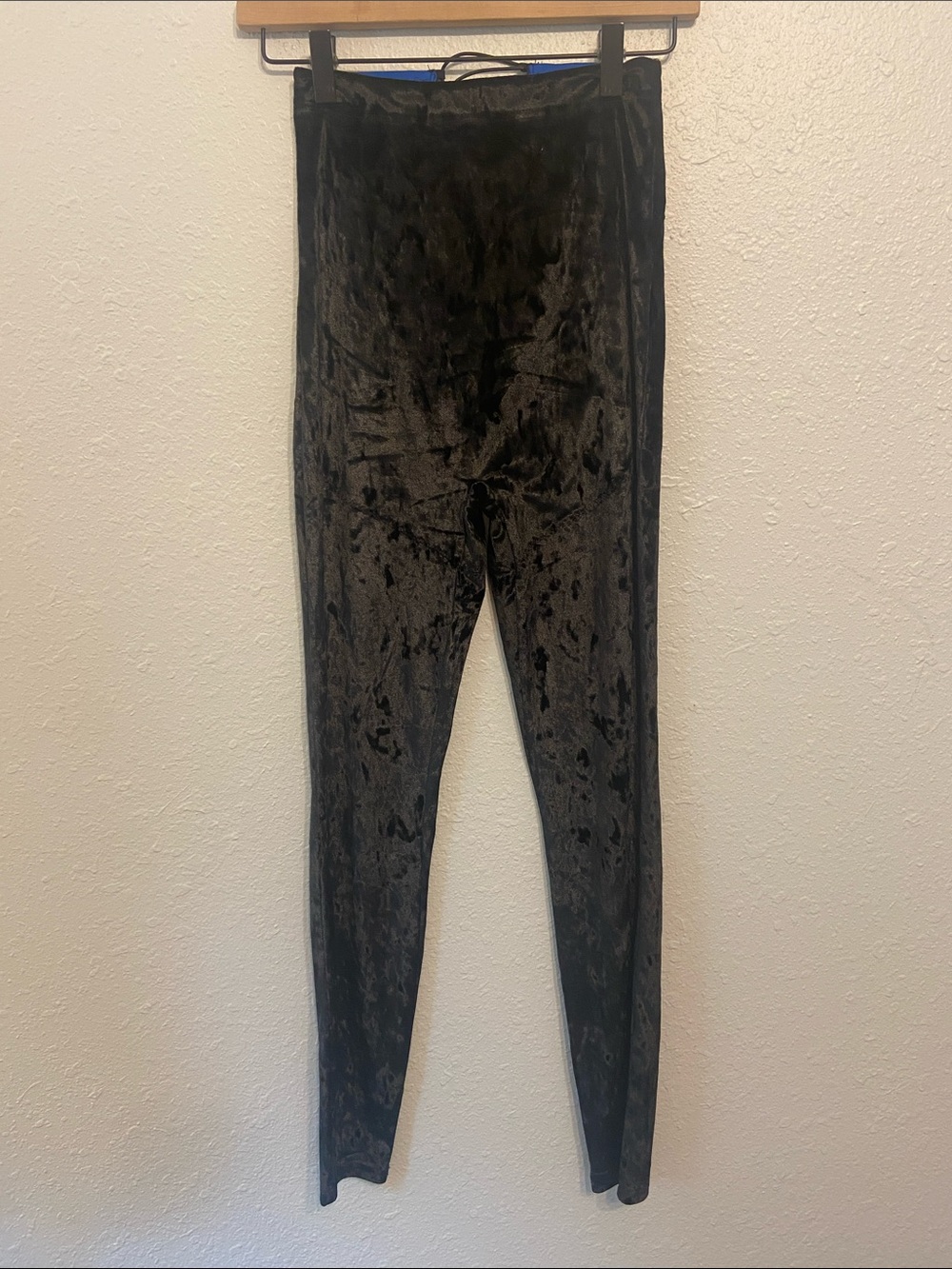 Yitty Black Crushed Velvet High Waist Leggings Size Small